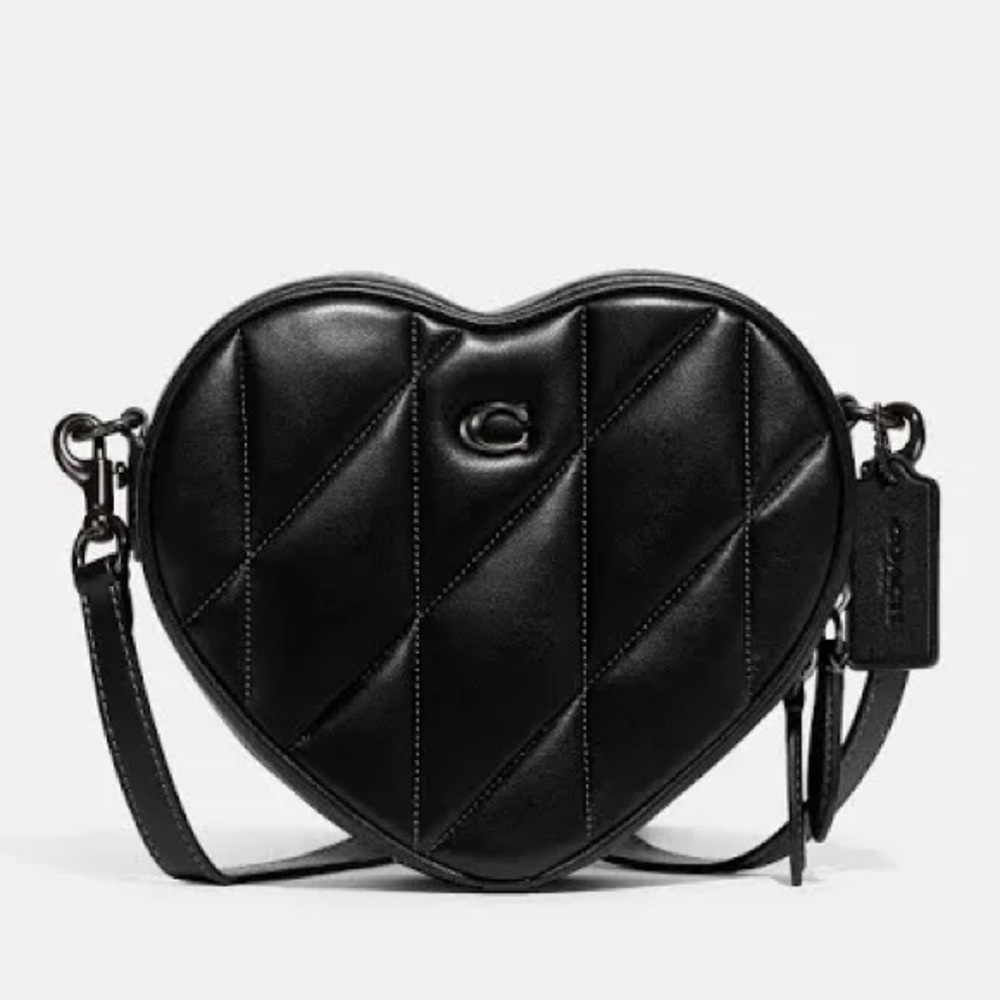 Coach Heart Crossbody Bag With Quilting Black NWOT - Picture 3 of 17